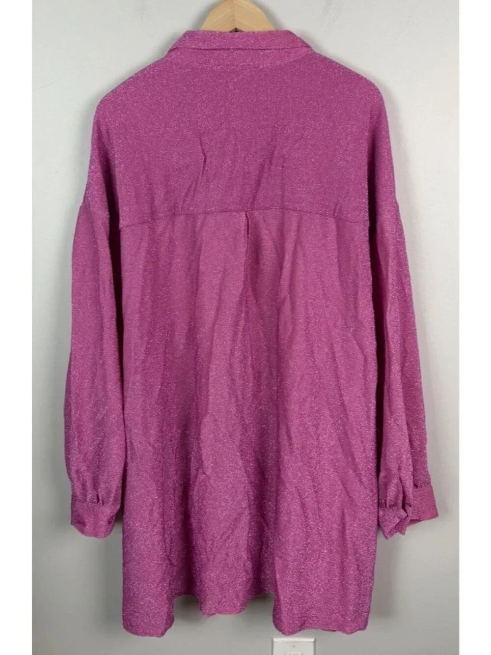 Princess Polly Pink Metallic Sparkly Button Up Shirt Blouse US 18 AU 22 Women’s